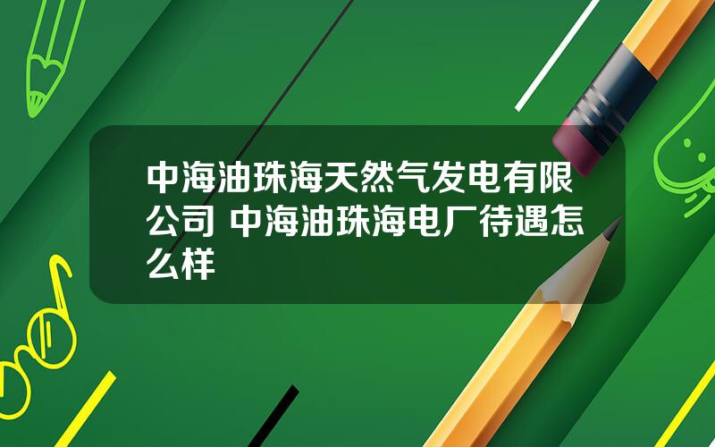 中海油珠海天然气发电有限公司 中海油珠海电厂待遇怎么样